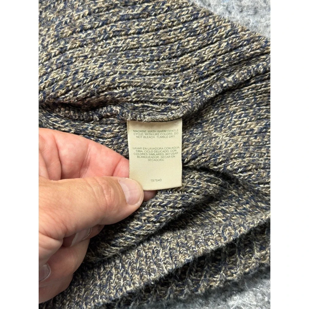 St Johns Bay Mens Large Tall Vintage Marled Knit Crewneck Sweater Brown Navy USA